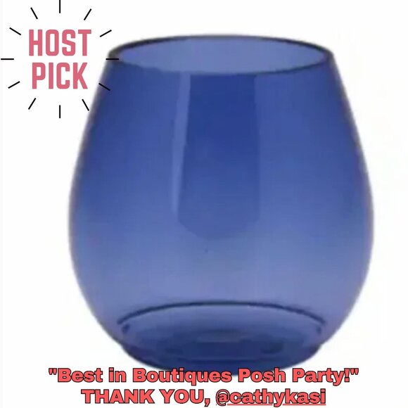 Set of 4 Sodalite Blue Stemless Acrylic/Plastic Wine Glasses - Picture 3 of 6